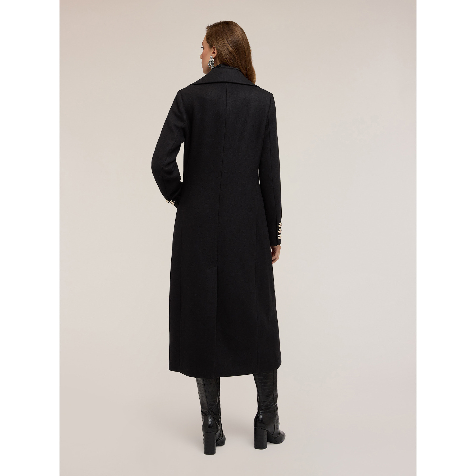 Motivi - Cappotto doppiopetto in panno misto lana - Nero