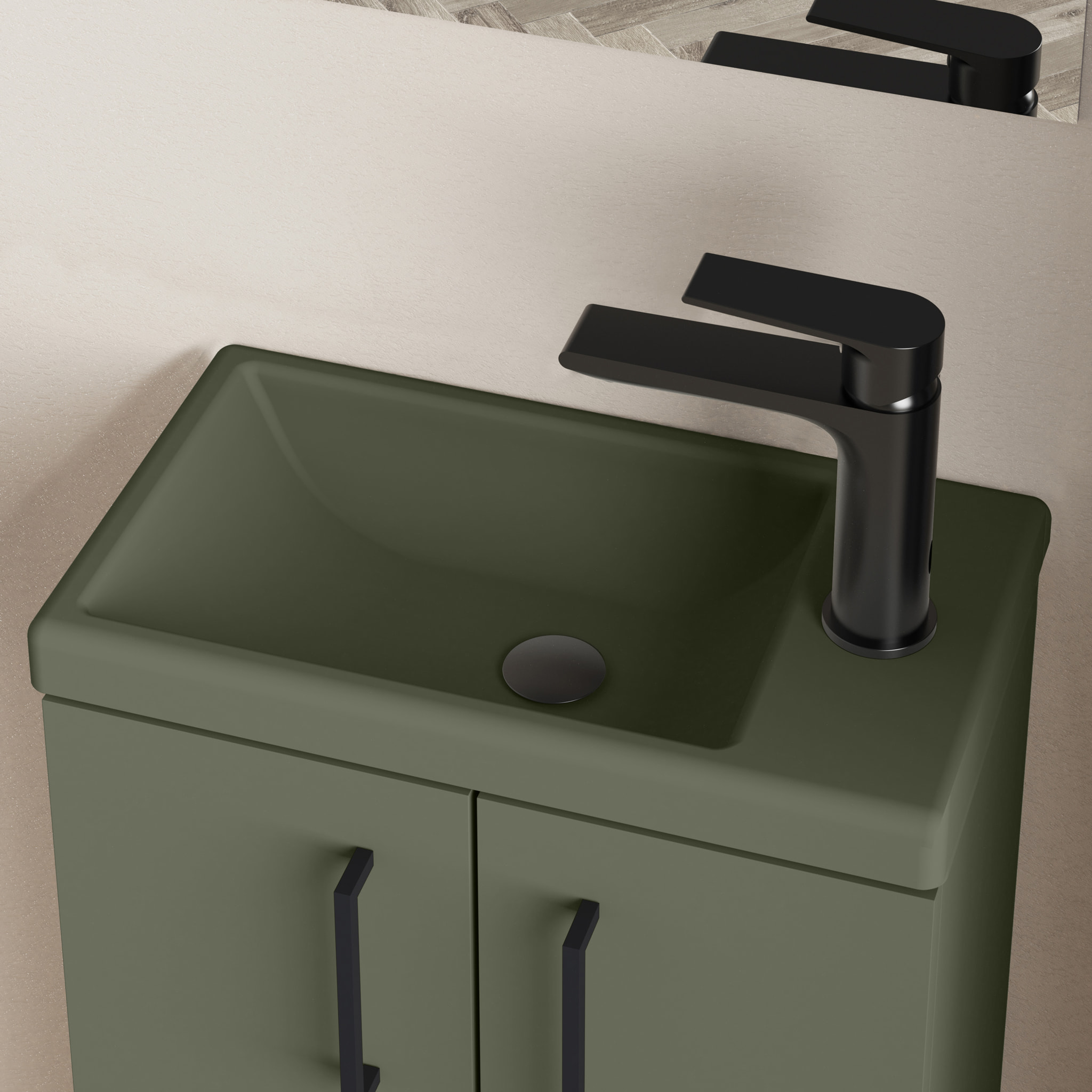 Conjunto de baño LAVEMAINS MONO COLOR, Alday, 40cm, Verde musgo