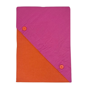 Parure Copripiumino Bicolor Estate/Inverno 100% Cotone Tinta Unita Amici Arancio/Fucsia