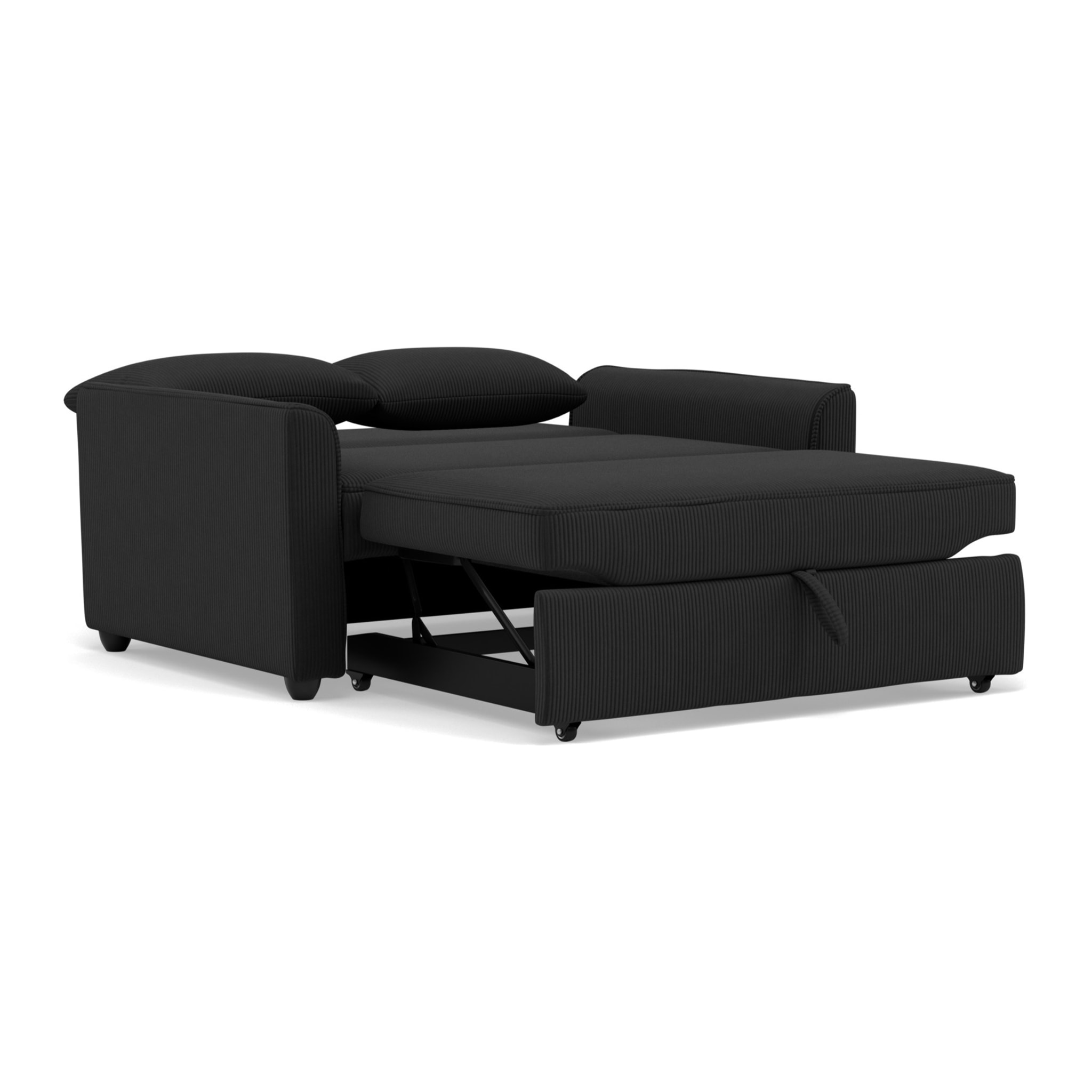 Ernest - Canapé droit 2 places convertible en velours côtelé - Noir