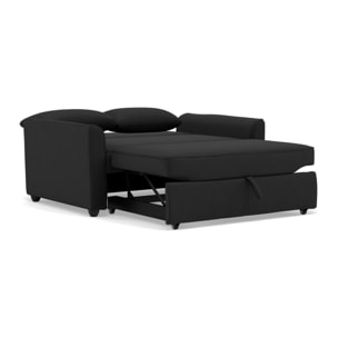 Ernest - Canapé droit 2 places convertible en velours côtelé - Noir