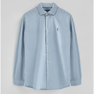 Pack hombre de tres camisas blanca azul marino y azul celeste de poplin y corte slim con logo Rigby Go