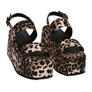 Sandali leopard, zeppa 8 cm