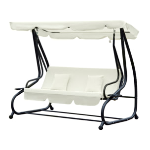 Balancelle de jardin 3 places convertible gris crème