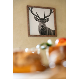 J-Line tableaux cerf - MDF - gris/marron - assortiment de 2