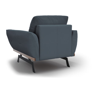 Fauteuil "Olivier" en tissu structurel bleu