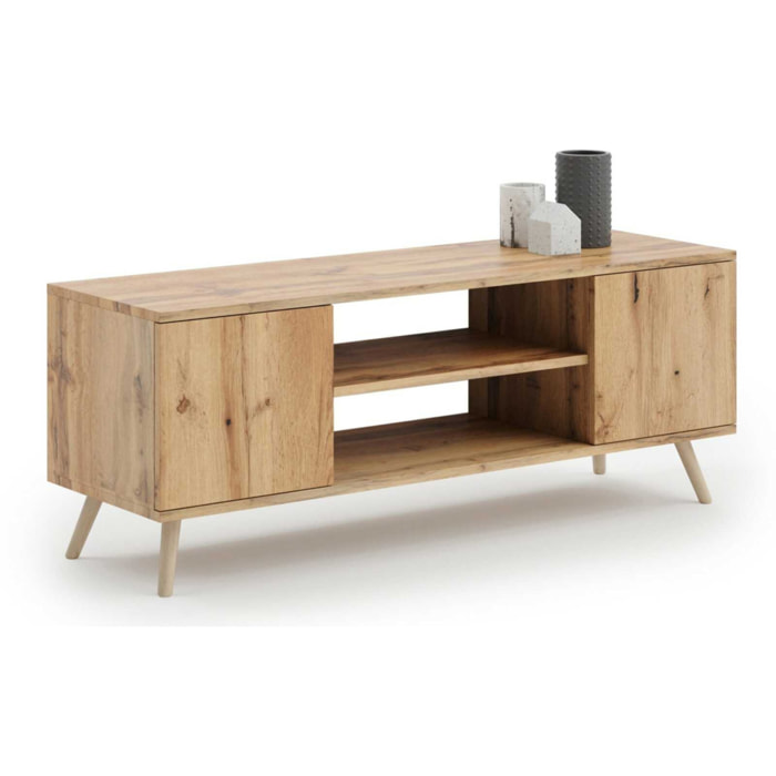 Mobile TV Focus in Rovere Gold Craft con Piedini in Faggio