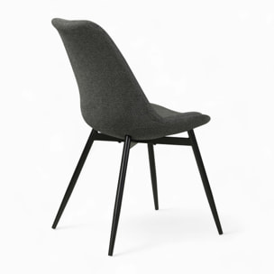 Pack 4 chaises en tissu gris chiné foncé et clair - Flippi