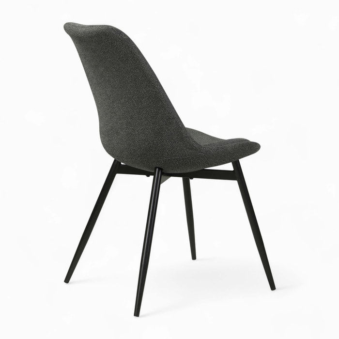Pack 4 chaises en tissu gris chiné foncé et clair - Flippi