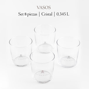 Set de 8 vasos de agua 35cl cristal scalpers home