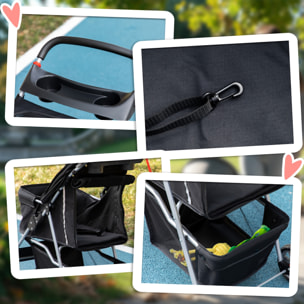 Carrito para Perros Plegable Cochecito para Mascotas Carrito para Perros Pequeños con Toldo Ajustable Cesta de Almacenaje Ventanas de Malla Portavasos y Ruedas 75x45x97 cm Negro