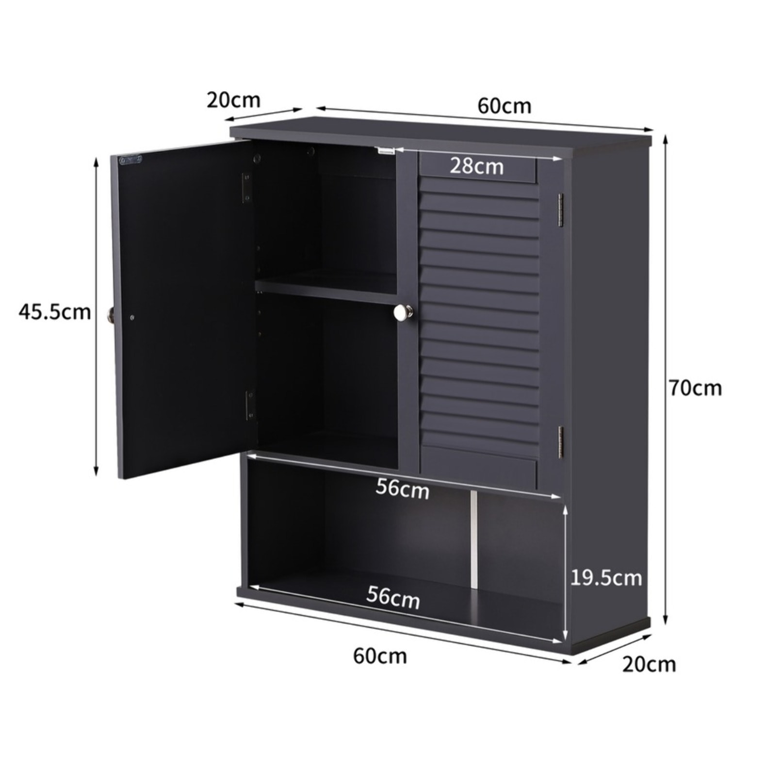 Pensile bagno grigio 60x20x70 cm - Iris