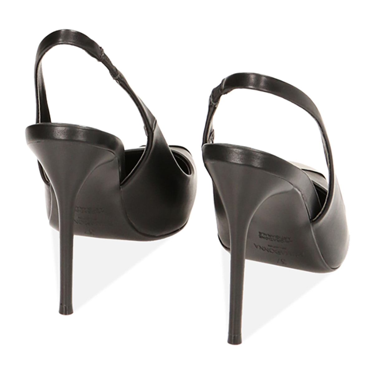 Décolleté slingback nere con puntale, tacco 10,5 cm
