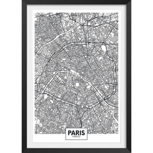 Affiche graphique paris france Affiche + cadre en bois - Noir