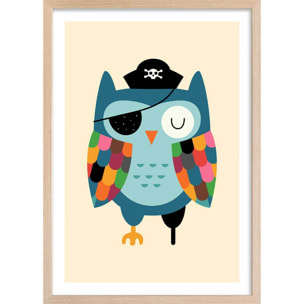 Affiche  capitaine hibou Affiche sous cadre bois
