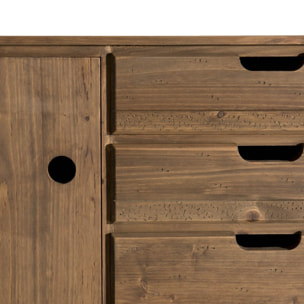ANDY - Buffet scandi marron bois 2 portes 3 tiroirs Sapin