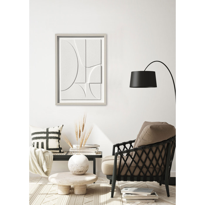 Cuadro Curves resina 3D texturizado abstracto blanco 70x50x4 cm