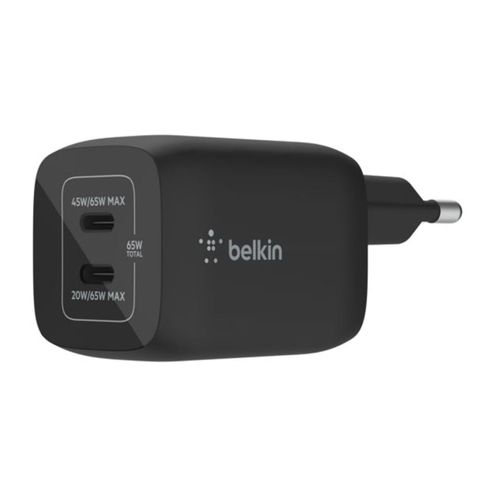 Chargeur BELKIN USB C x2 65W GaN PPS Noir
