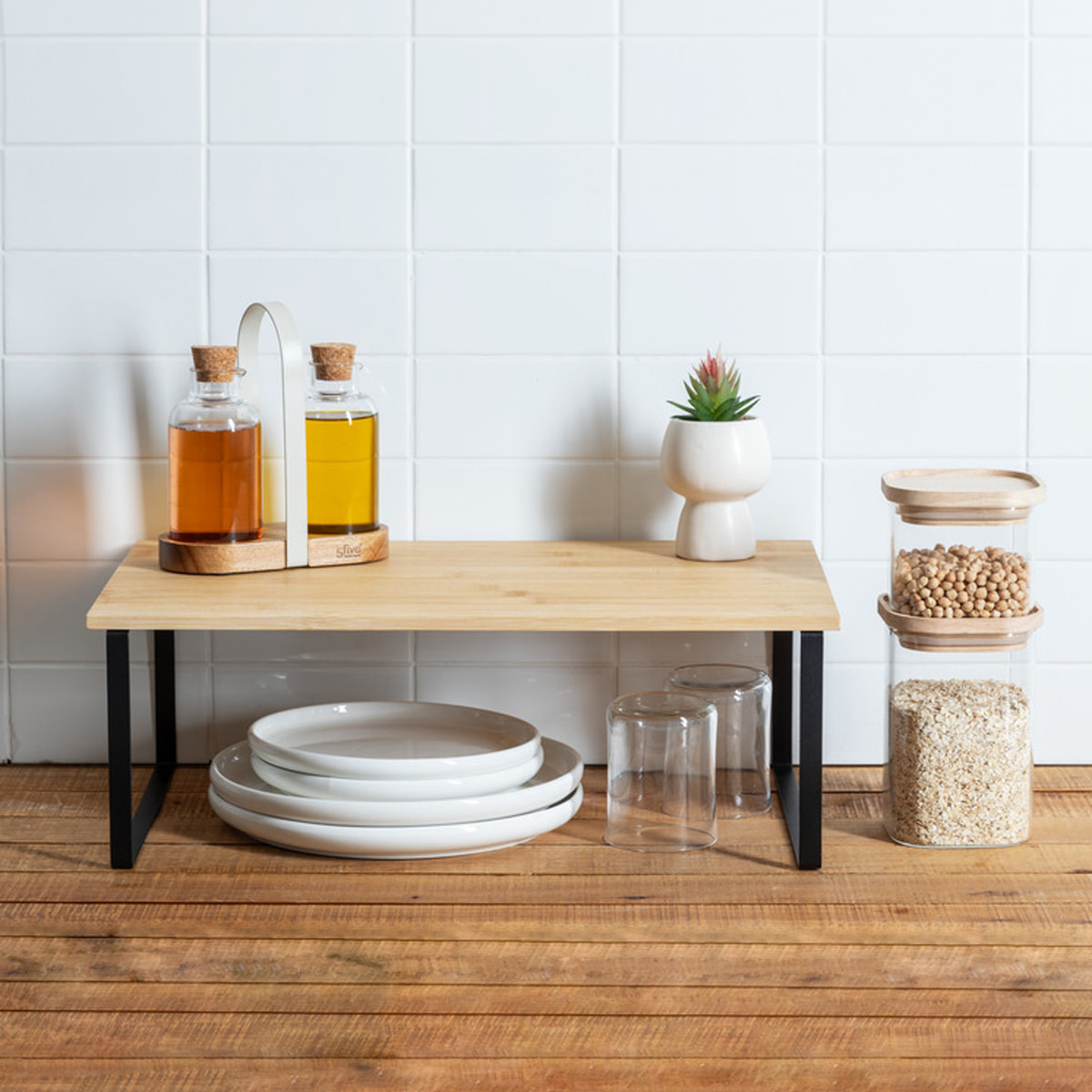 Étagère "Ordera" en bambou noir