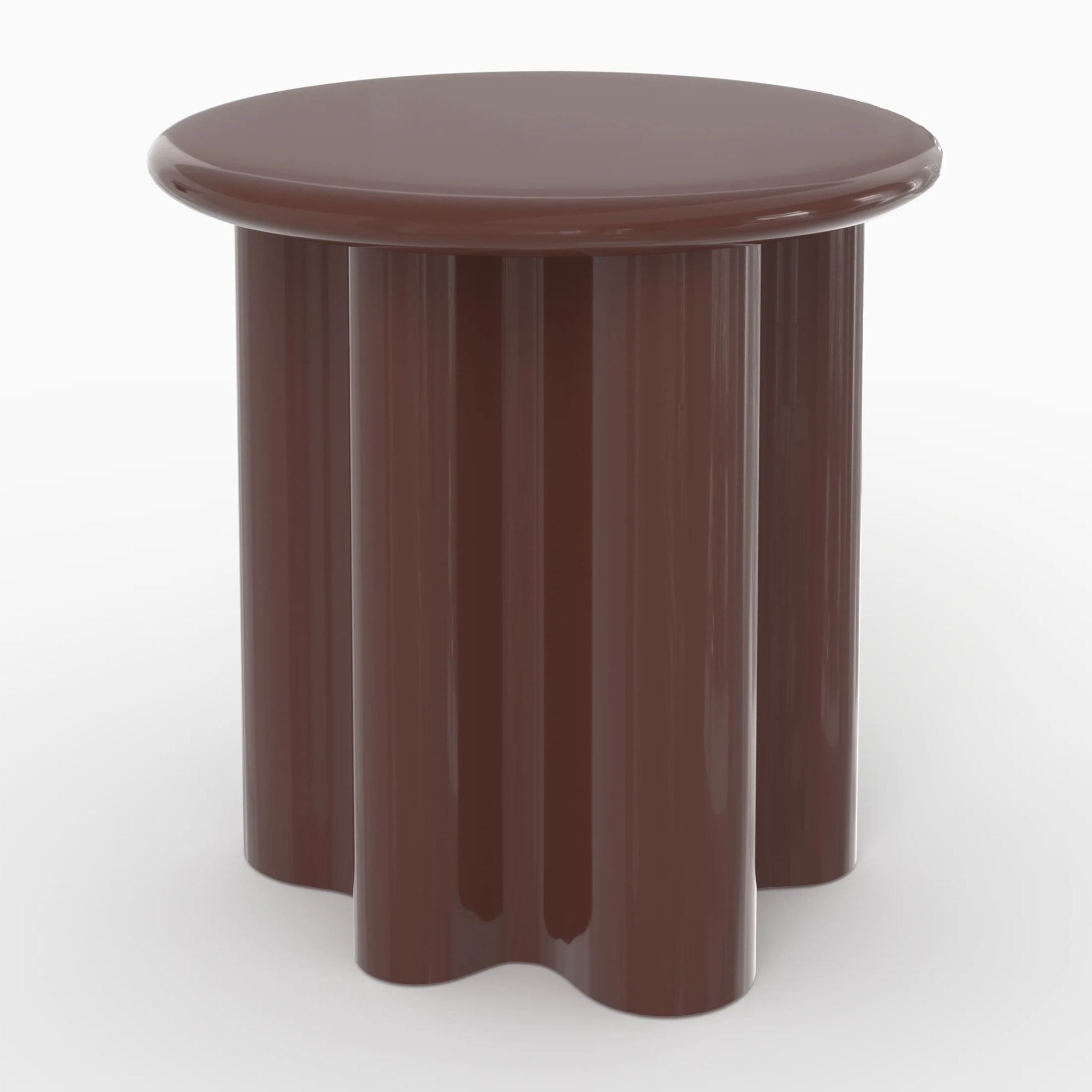 Table d'appoint laquée rouge lie de vin, D50 cm - Olya
