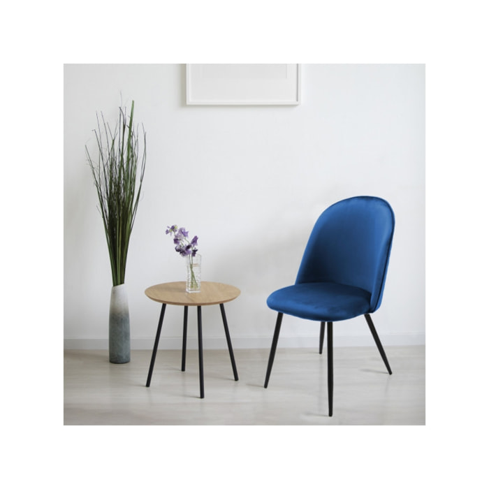 Chaise en velours dossier capitonné pieds métal Noir- SANSA