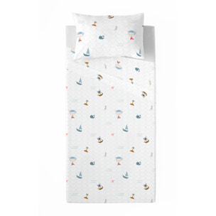 Haciendo el Indio - Juego de Sábanas Estampadas - Infantil - Incluye 1 Funda de Almohada - 100% Algodón - Aventura Pirata Reverso