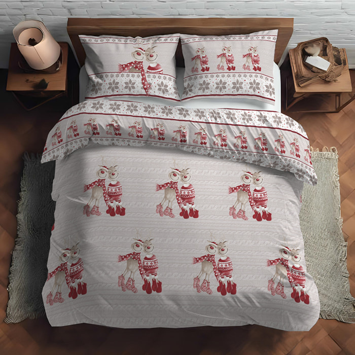 Parure copripiumino renne rosso 100% cotone
