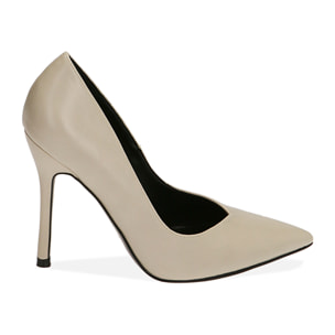 Zapato de tacón color marfil, tacón 10,5 cm