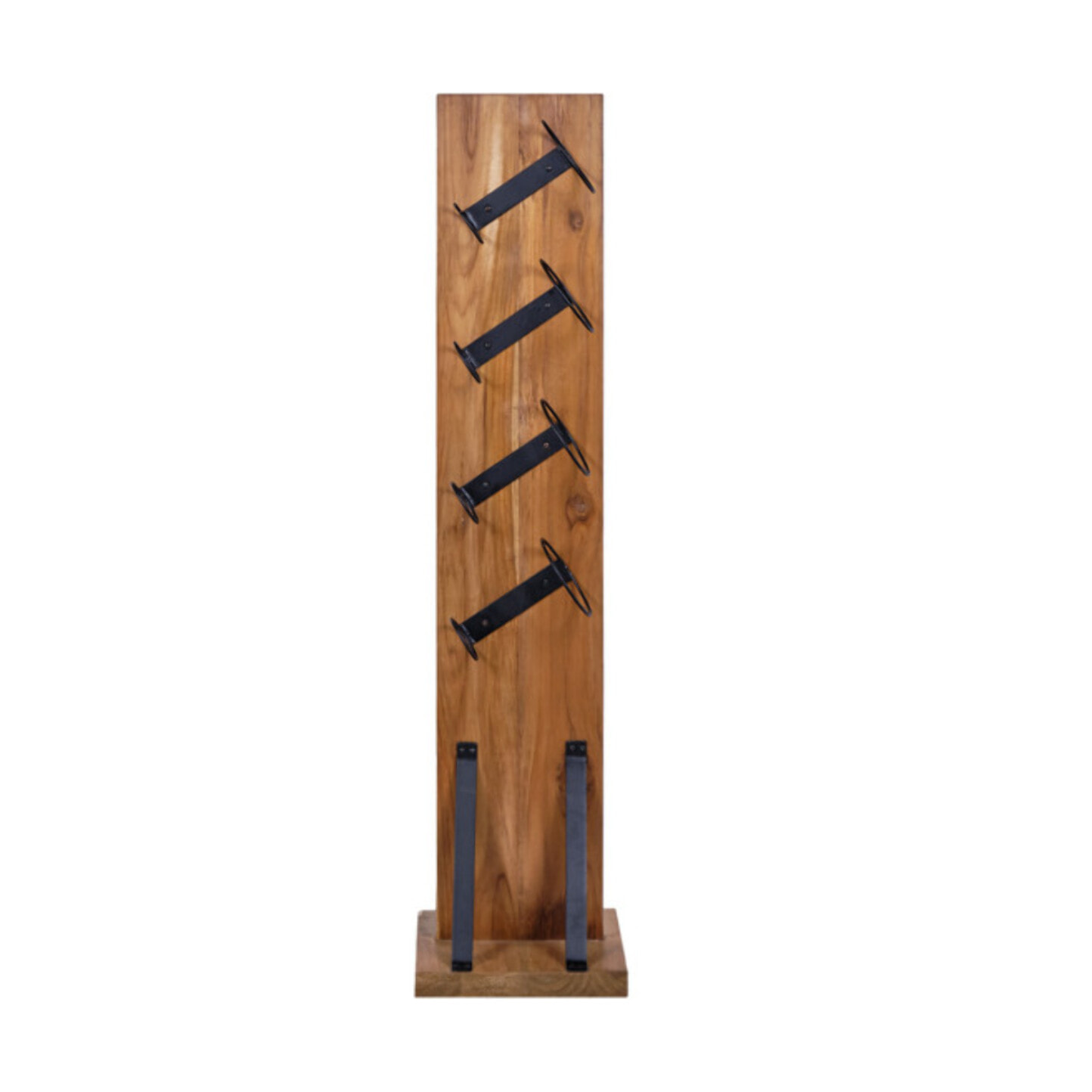 Range bouteilles 4 cases H106 cm en bois de teck et métal noir - SHOKO
