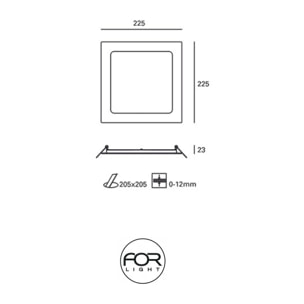 Forlight Downlight Ip23 Easy Square 225Mm Led 15,5W 3000K Blanco 1371Lm