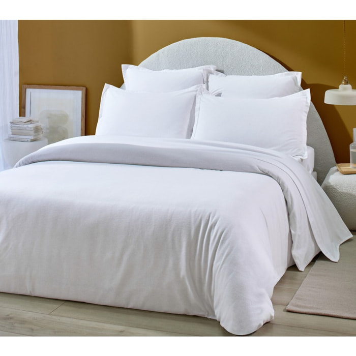 Housse de couette 100% flanelle de coton 160gr blanc