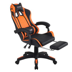 Sedia gamer reclinabile con poggiapiedi arancione