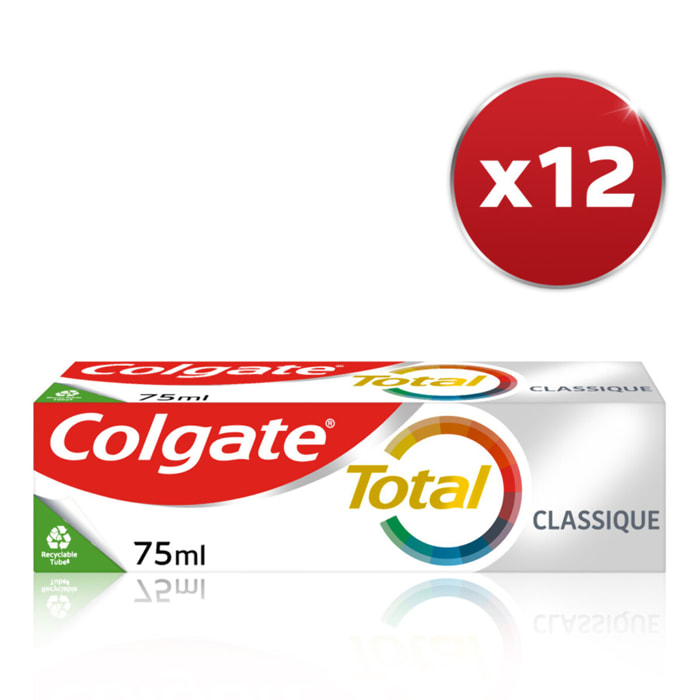 Lot de 12 dentifrices Colgate 24HDéfense Classique 75ML