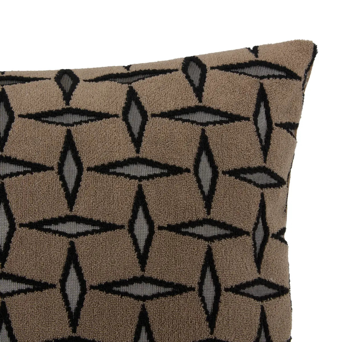 Coussin Diamant 50x30cm jacquard graphique marron
