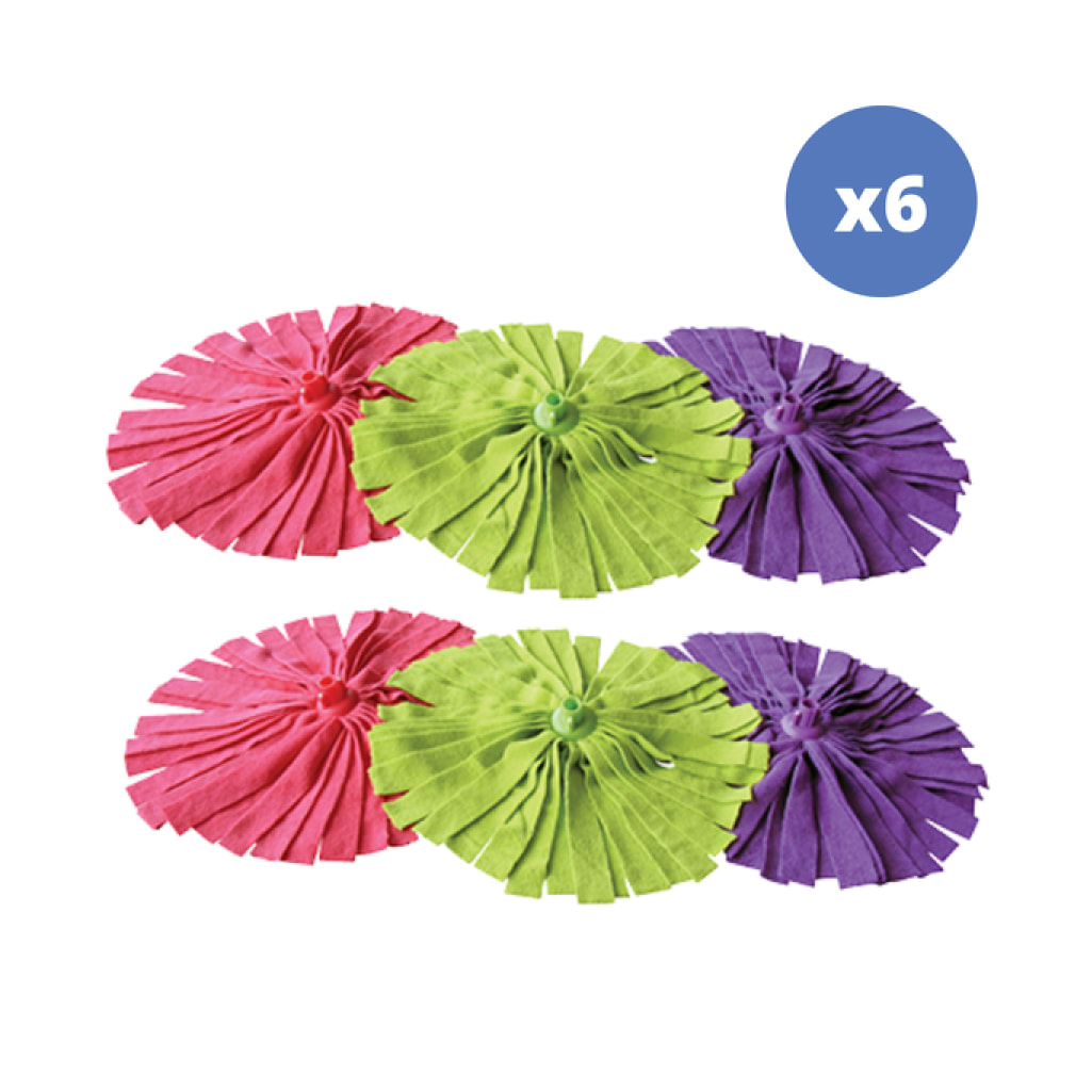 Lot de 6 franges bandelettes à  serpillière en microfibre