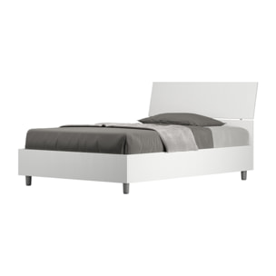 Lit coffre 120x190 tête de lit inclinée frêne blanc Demas