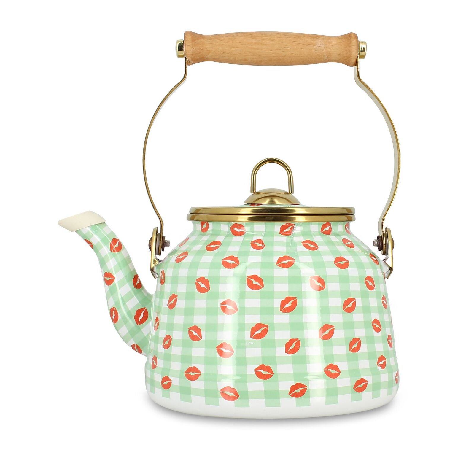Bouilloire 2,5L en acier émaillé avec motif bisous - tous feux VICHY