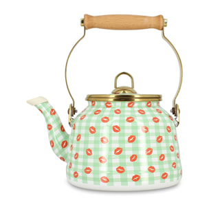 Bouilloire 2,5L en acier émaillé avec motif bisous - tous feux VICHY