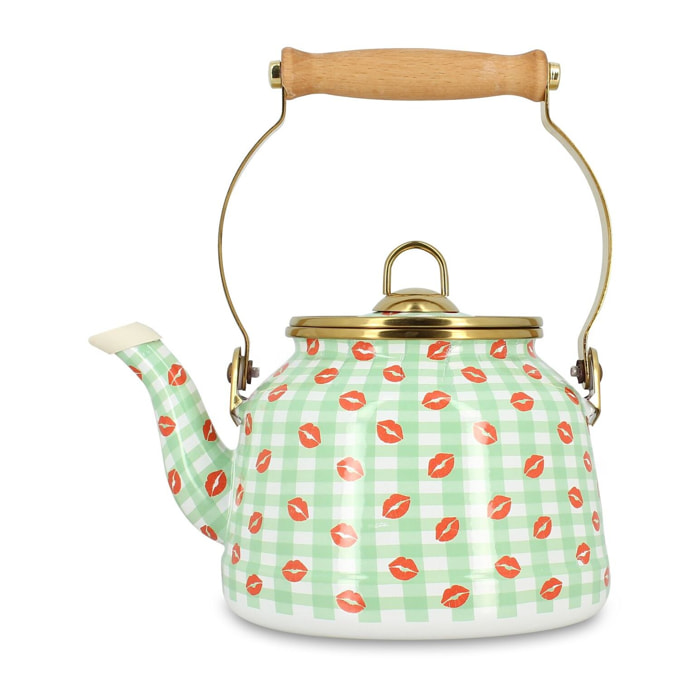 Bouilloire 2,5L en acier émaillé avec motif bisous - tous feux VICHY