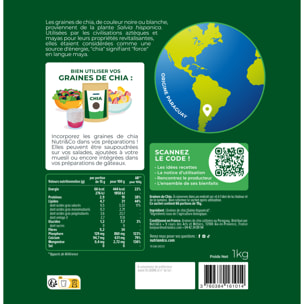 Nutri&Co Graines de Chia Bio - Riches en Oméga-3, fibres et protéines - 1kg Vegan