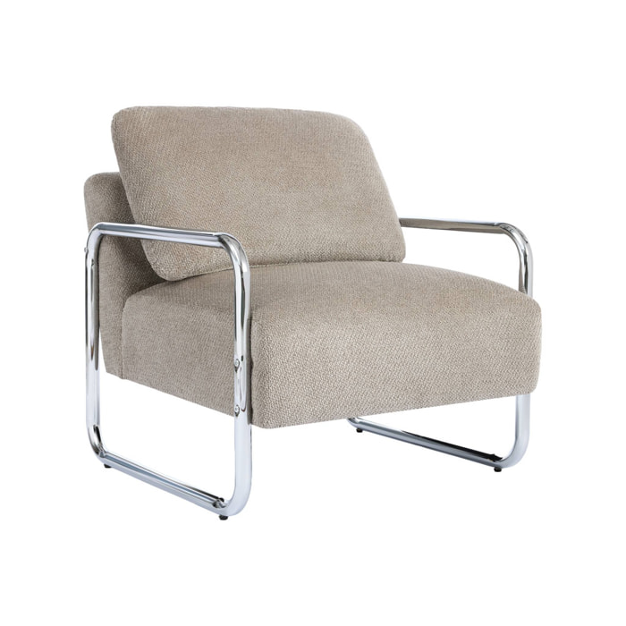 Fauteuil vintage tissu chenille armature chromée JOE