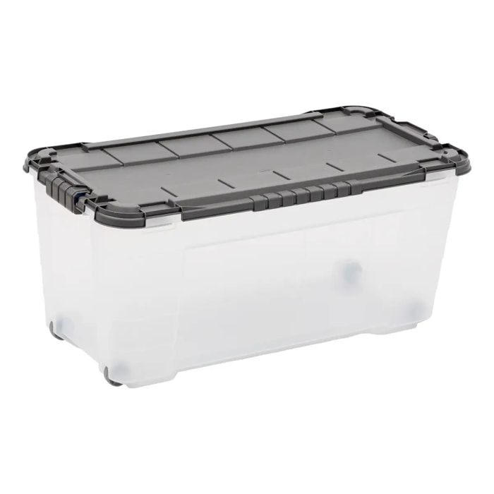 Boîte de rangement rectangulaire Block'it 80L transparent