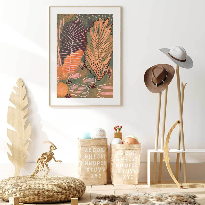 Affiche enfant forêt magique  Affiche + cadre en bois - Chêne