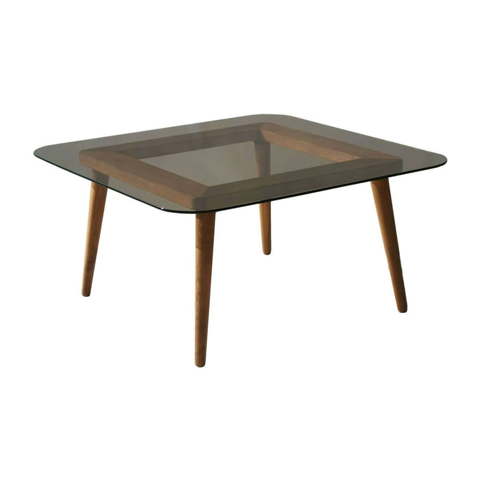 Tavolino da salotto Mezzagno, Tavolo basso da caffè, Portariviste per divano, Ripiano da soggiorno, 80x80h40 cm, Bronzo
