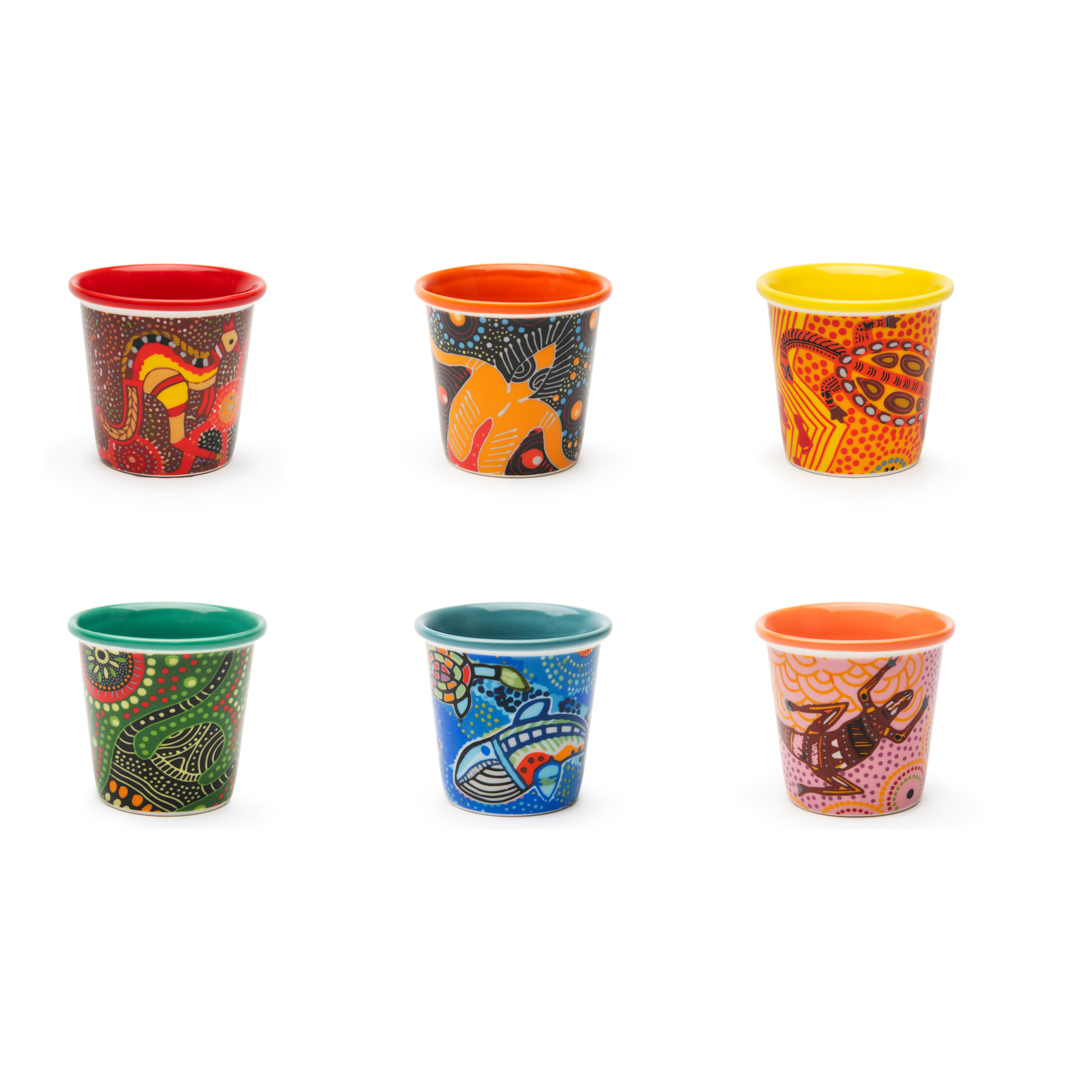 Set 6 Verres à Café Excelsa – Aboriginal, Porcelaine Multicolore