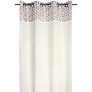 Rideau coton imprimé petites fleurs - Rose