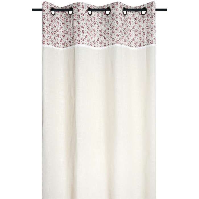 Rideau coton imprimé petites fleurs - Rose