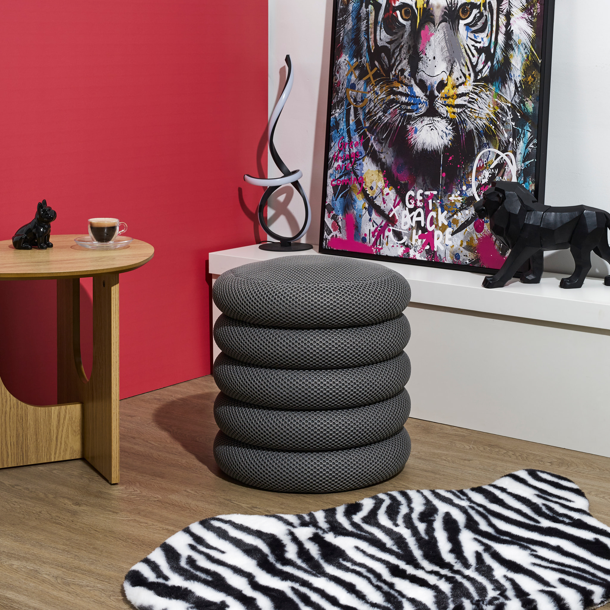 POUF RANGEMENT ATOME GRIS