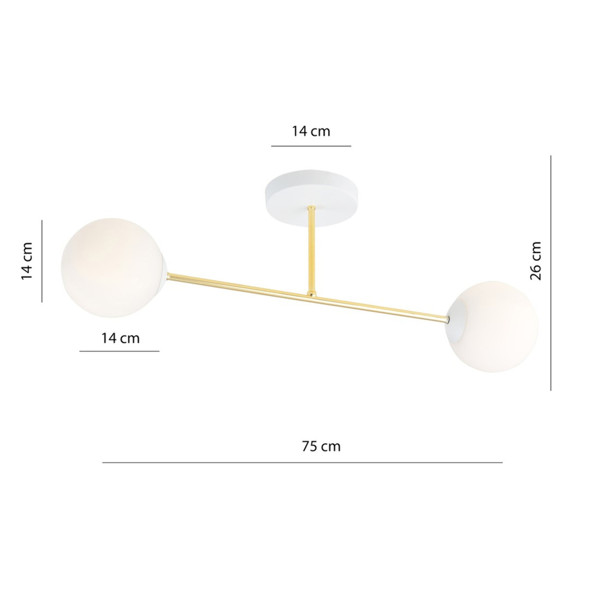 Lampada a sospensione MAGNUM in acciaio oro e vetro opalino