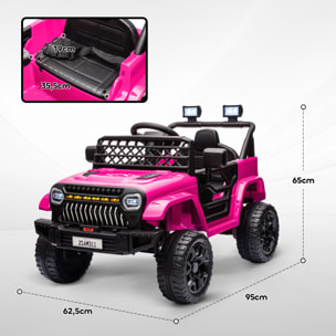 Coche Eléctrico para Niños de +3 Años Coche Eléctrico Infantil de Batería 12V con Mando a Distancia Velocidad Ajustable USB Faros Bocina Rosa Fucsia